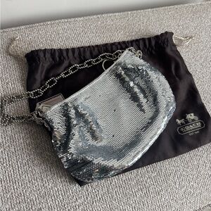Coach Poppy silver sequin shoulder bag RARE
